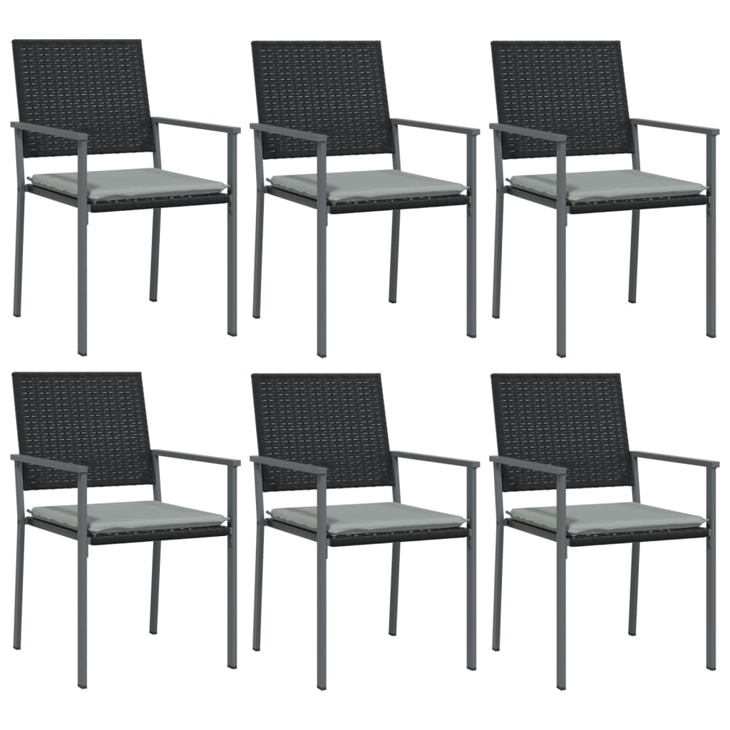 Tuinstoelen 6 st met kussens 54x62,5x89 cm poly rattan zwart is nu te koop bij PeponiXL, paradijselijk wonen!