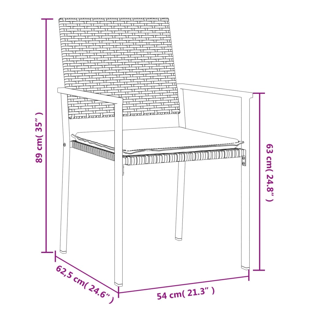 Tuinstoelen 6 st met kussens 54x62,5x89 cm poly rattan zwart is nu te koop bij PeponiXL, paradijselijk wonen!