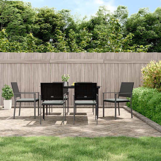 Tuinstoelen 6 st met kussens 54x62,5x89 cm poly rattan zwart is nu te koop bij PeponiXL, paradijselijk wonen!