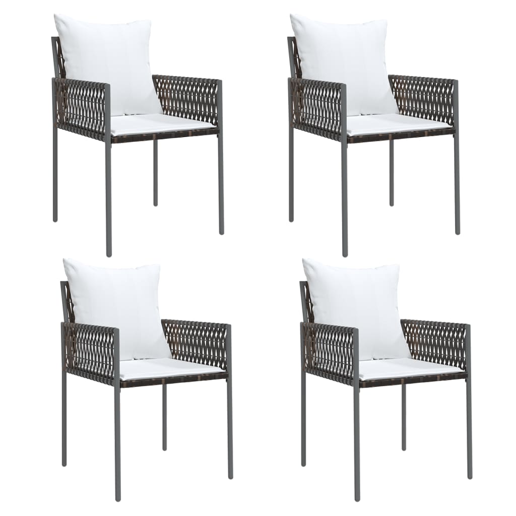 Tuinstoelen 4 st met kussens 54x61x83 cm poly rattan bruin is nu te koop bij PeponiXL, paradijselijk wonen!