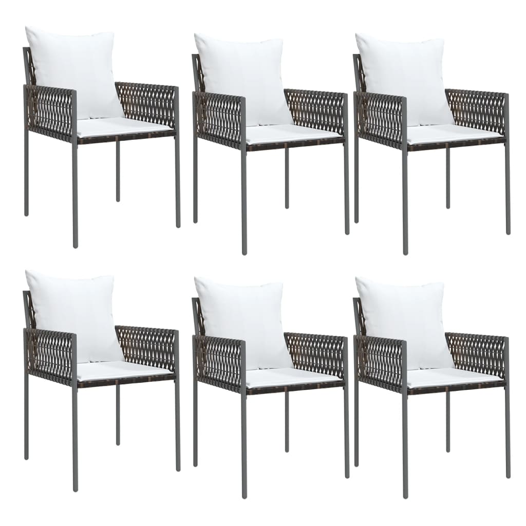 Tuinstoelen 6 st met kussens 54x61x83 cm poly rattan bruin is nu te koop bij PeponiXL, paradijselijk wonen!
