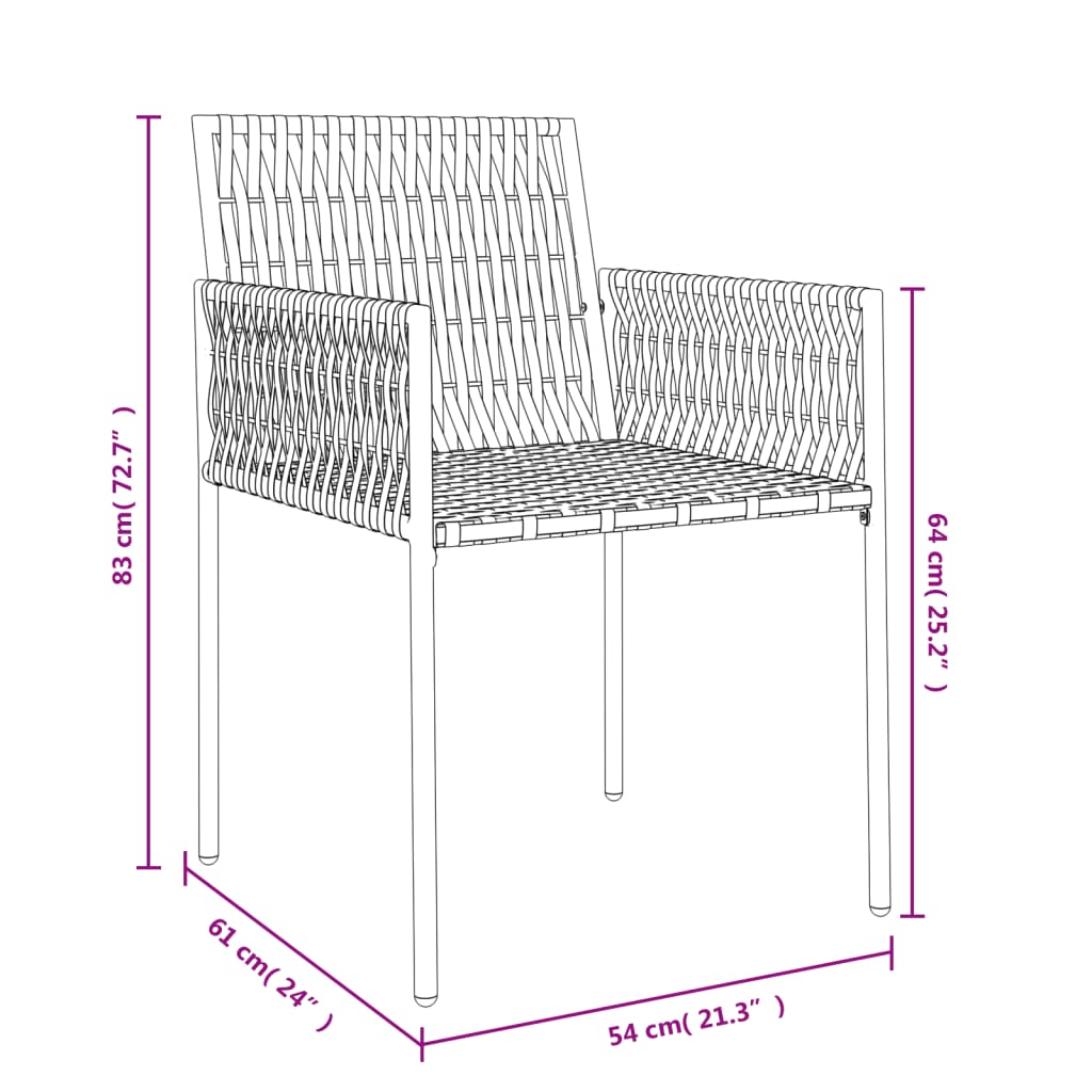 Tuinstoelen 6 st met kussens 54x61x83 cm poly rattan bruin is nu te koop bij PeponiXL, paradijselijk wonen!