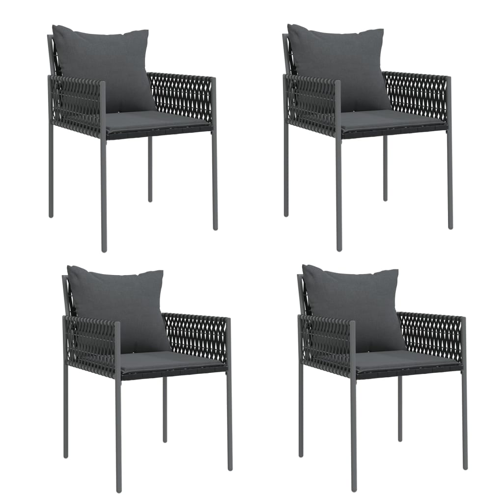 Tuinstoelen 4 st met kussens 54x61x83 cm poly rattan zwart is nu te koop bij PeponiXL, paradijselijk wonen!