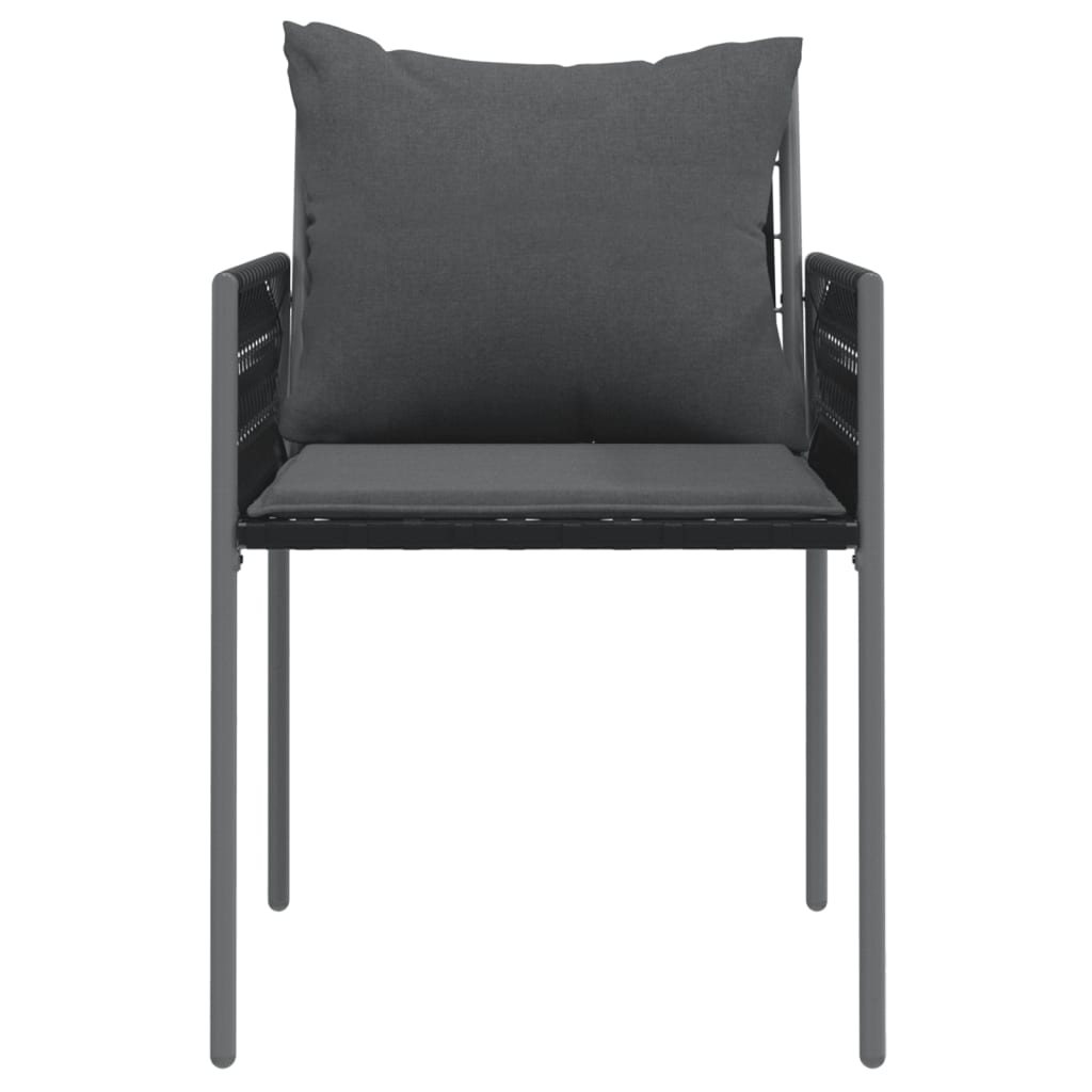 Tuinstoelen 4 st met kussens 54x61x83 cm poly rattan zwart is nu te koop bij PeponiXL, paradijselijk wonen!