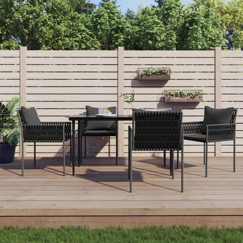 Tuinstoelen 4 st met kussens 54x61x83 cm poly rattan zwart is nu te koop bij PeponiXL, paradijselijk wonen!