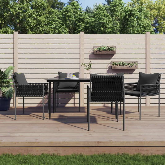 Tuinstoelen 4 st met kussens 54x61x83 cm poly rattan zwart is nu te koop bij PeponiXL, paradijselijk wonen!