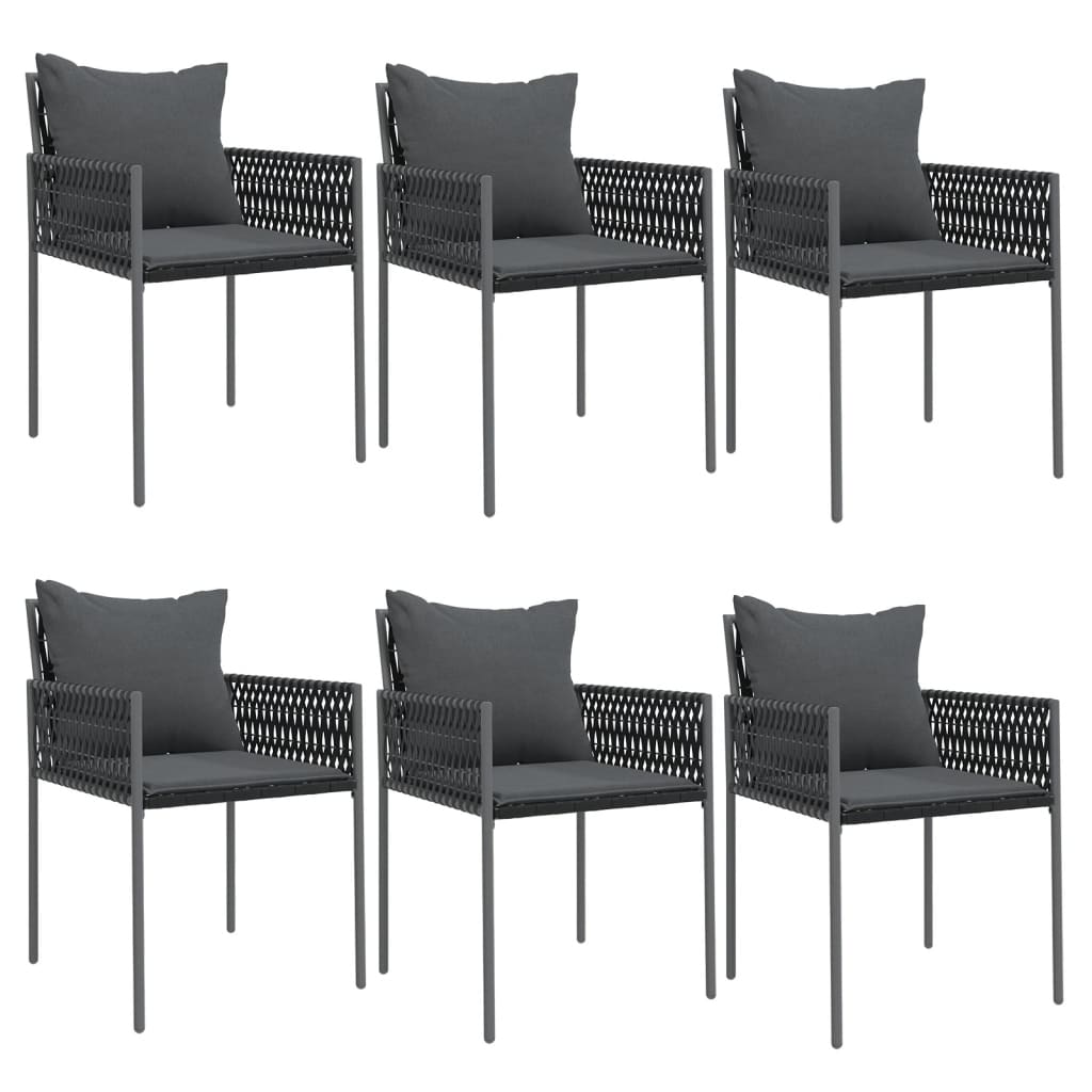 Tuinstoelen 6 st met kussens 54x61x83 cm poly rattan zwart is nu te koop bij PeponiXL, paradijselijk wonen!