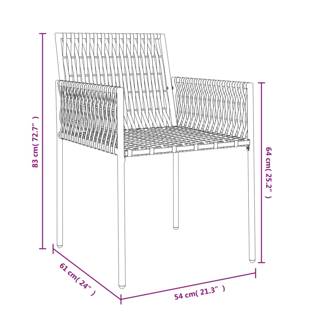 Tuinstoelen 6 st met kussens 54x61x83 cm poly rattan zwart is nu te koop bij PeponiXL, paradijselijk wonen!