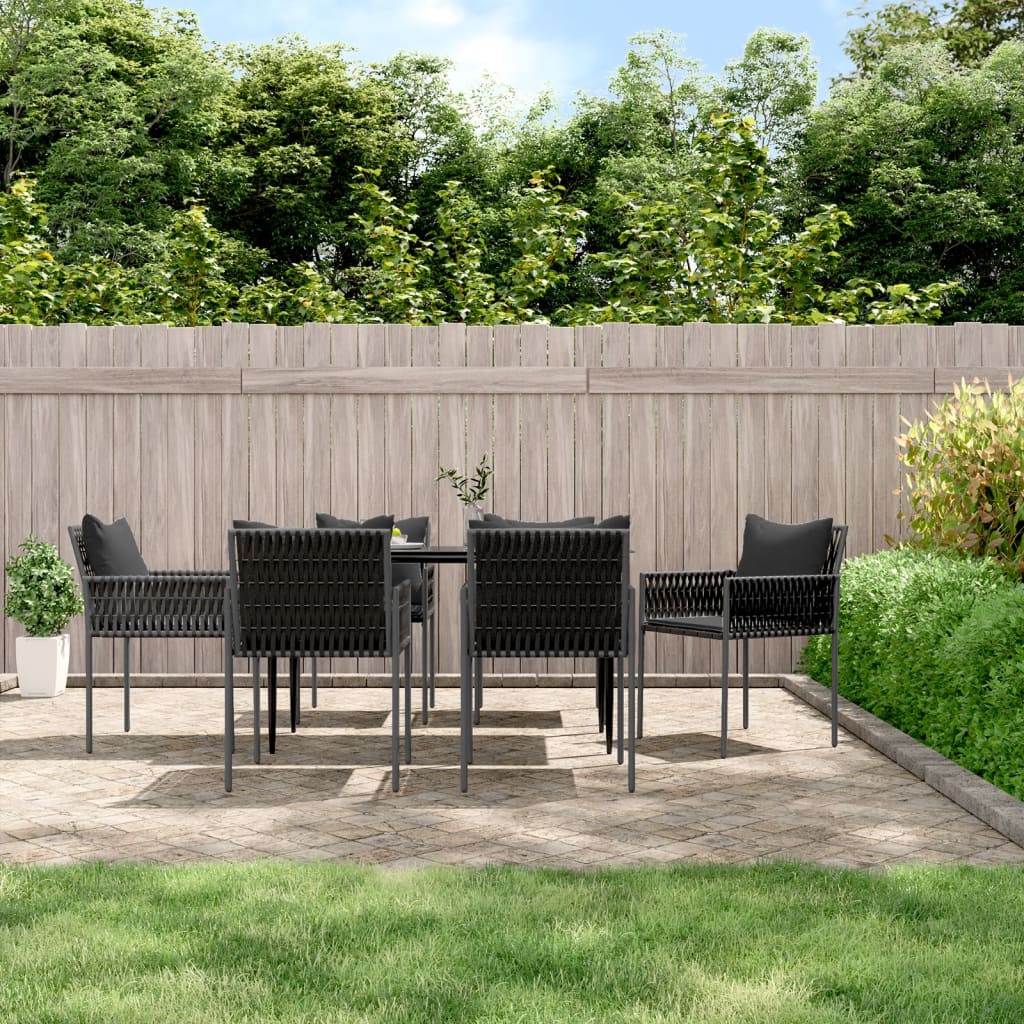 Tuinstoelen 6 st met kussens 54x61x83 cm poly rattan zwart is nu te koop bij PeponiXL, paradijselijk wonen!