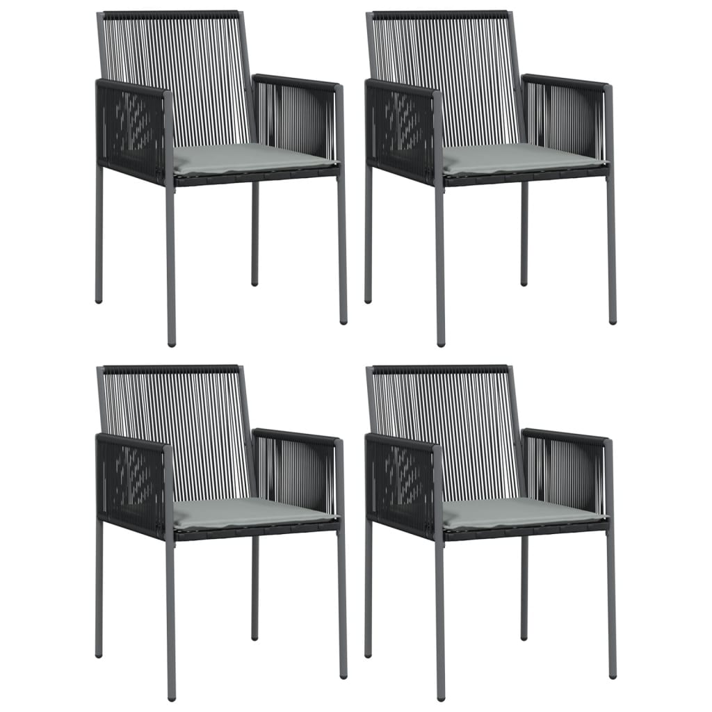 Tuinstoelen 4 st met kussens 54x60,5x83,5 cm poly rattan zwart is nu te koop bij PeponiXL, paradijselijk wonen!