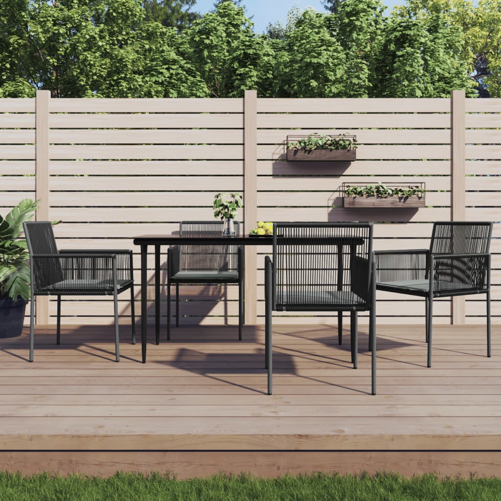 Tuinstoelen 4 st met kussens 54x60,5x83,5 cm poly rattan zwart is nu te koop bij PeponiXL, paradijselijk wonen!