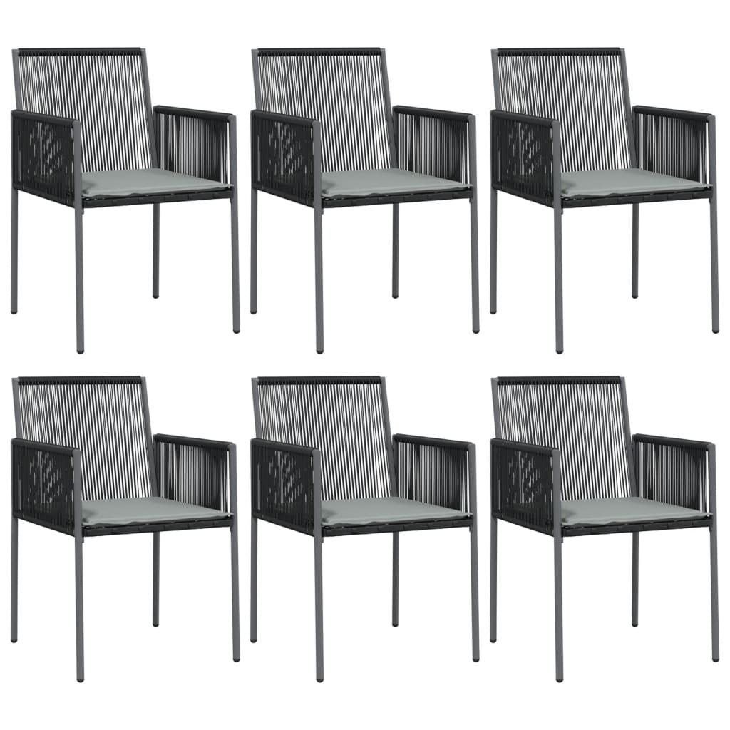 Tuinstoelen 6 st met kussens 54x60,5x83,5 cm poly rattan zwart is nu te koop bij PeponiXL, paradijselijk wonen!