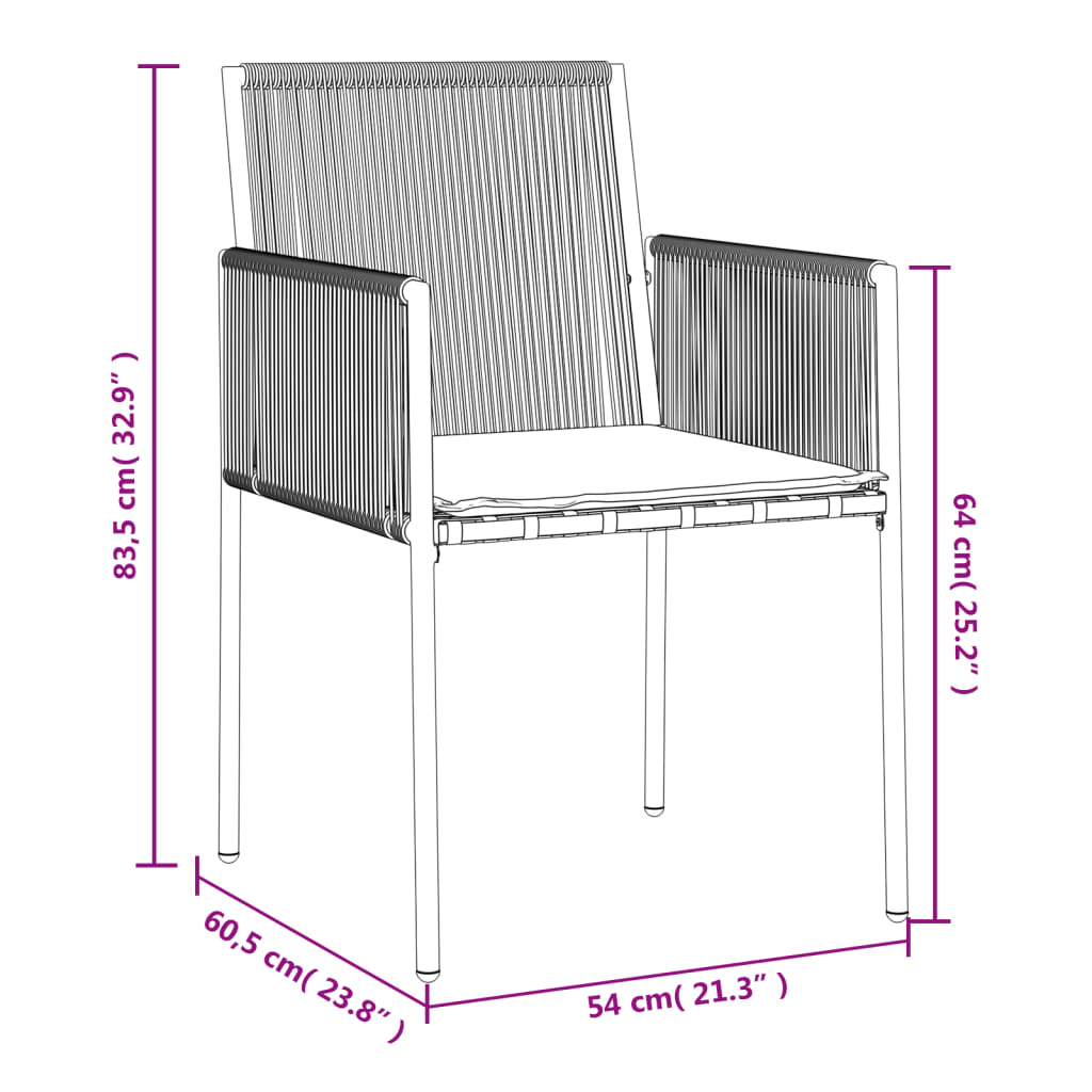 Tuinstoelen 6 st met kussens 54x60,5x83,5 cm poly rattan zwart is nu te koop bij PeponiXL, paradijselijk wonen!