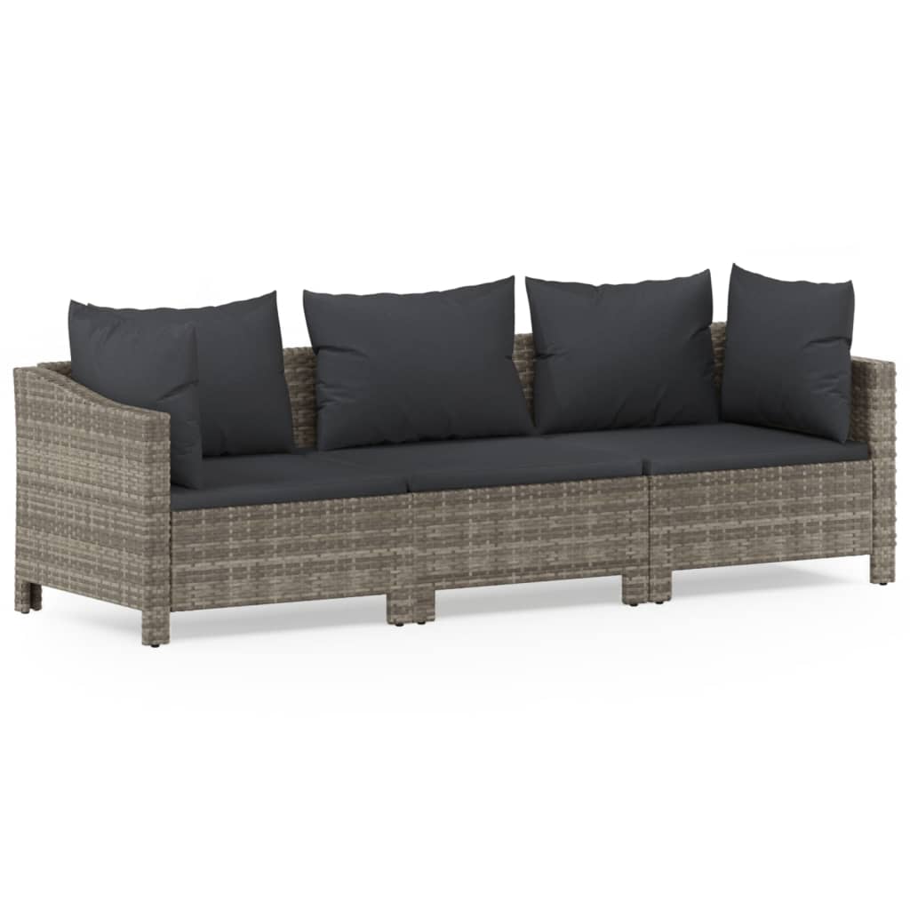 3-delige Loungeset met kussens poly rattan grijs is nu te koop bij PeponiXL, paradijselijk wonen!