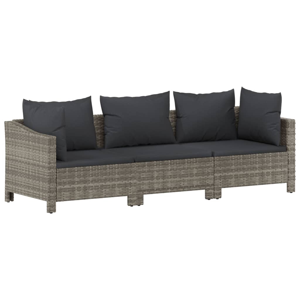 3-delige Loungeset met kussens poly rattan grijs is nu te koop bij PeponiXL, paradijselijk wonen!