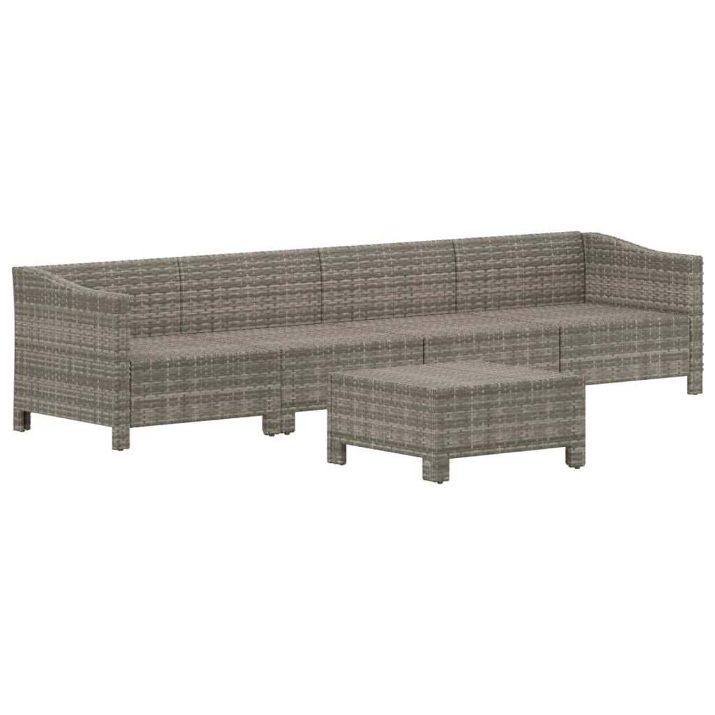 5-delige Loungeset met kussens poly rattan grijs is nu te koop bij PeponiXL, paradijselijk wonen!