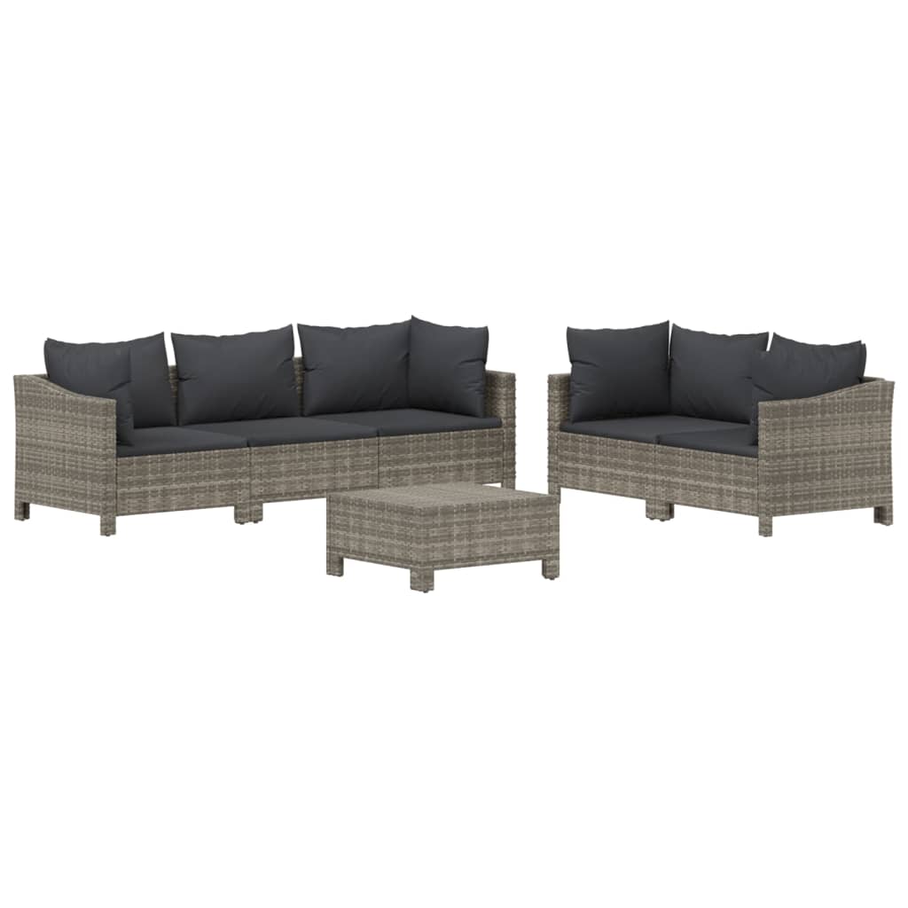 6-delige Loungeset met kussens poly rattan grijs is nu te koop bij PeponiXL, paradijselijk wonen!