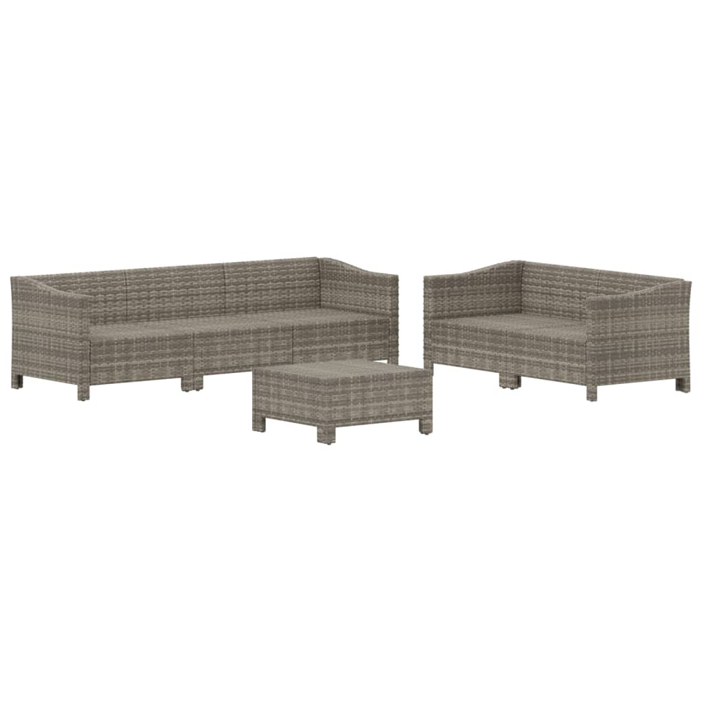 6-delige Loungeset met kussens poly rattan grijs is nu te koop bij PeponiXL, paradijselijk wonen!