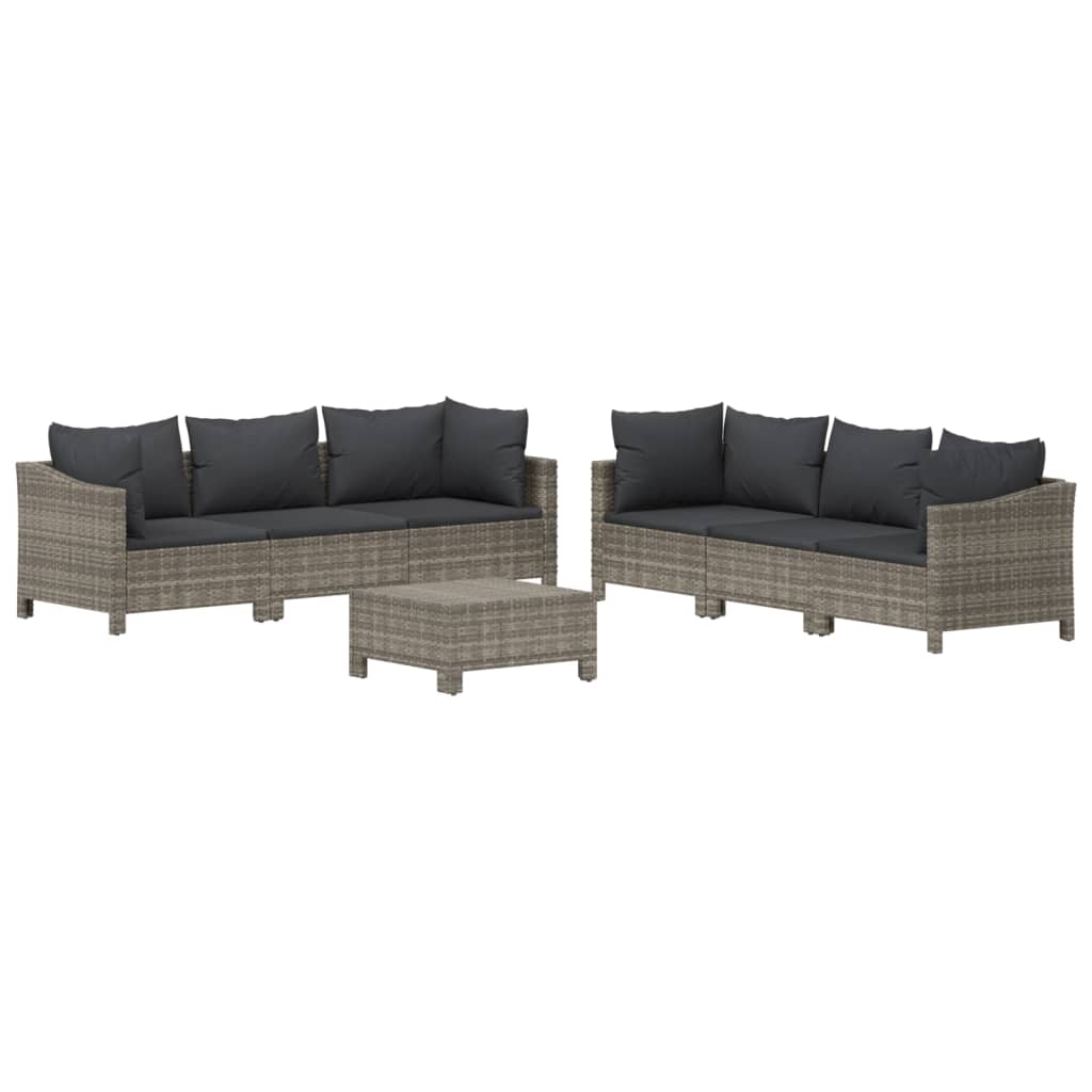 7-delige Loungeset met kussens poly rattan grijs is nu te koop bij PeponiXL, paradijselijk wonen!