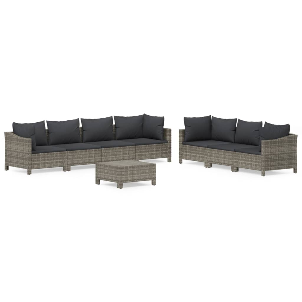 8-delige Loungeset met kussens poly rattan grijs is nu te koop bij PeponiXL, paradijselijk wonen!