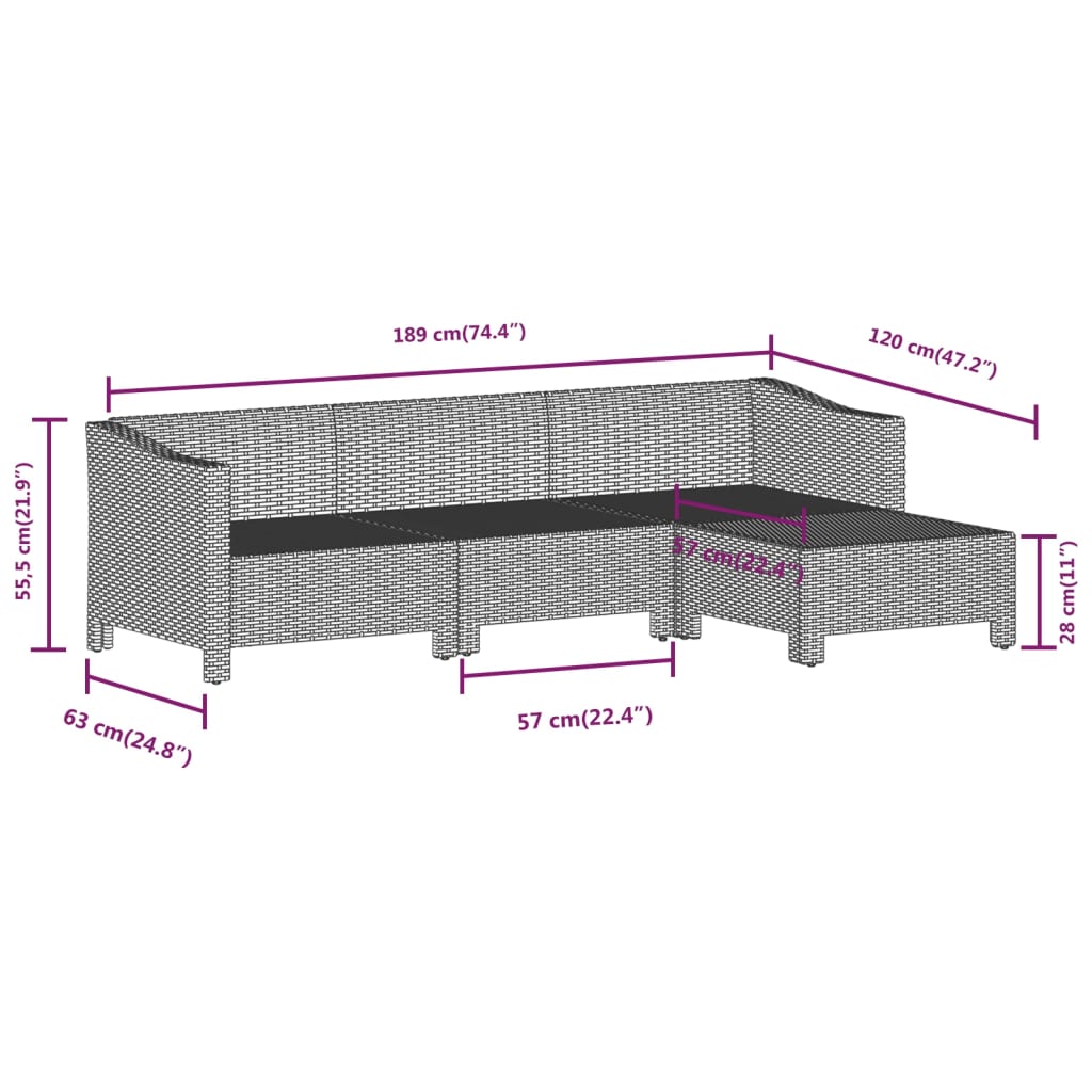 8-delige Loungeset met kussens poly rattan grijs is nu te koop bij PeponiXL, paradijselijk wonen!