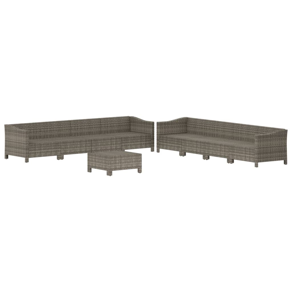 9-delige Loungeset met kussens poly rattan grijs is nu te koop bij PeponiXL, paradijselijk wonen!