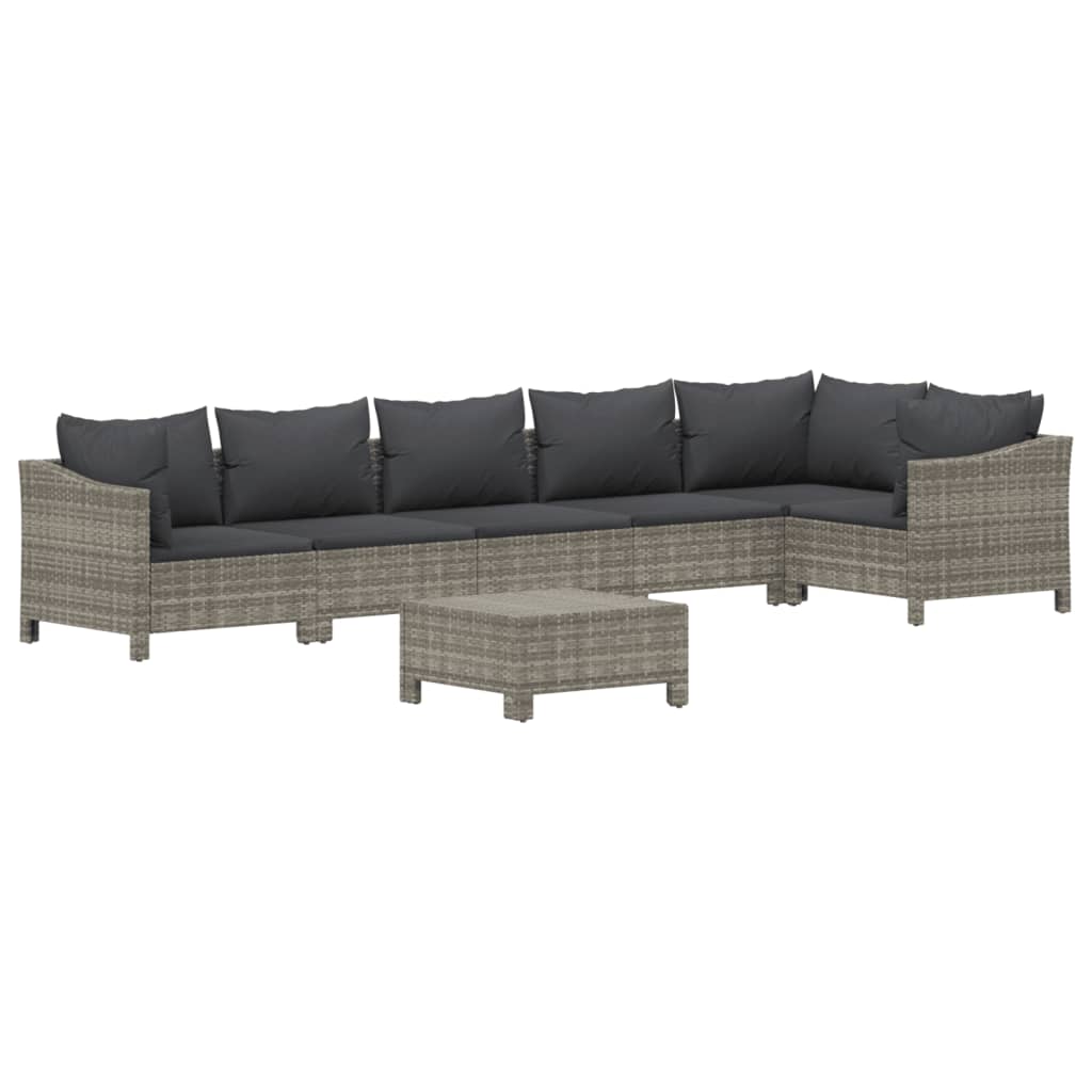 7-delige Loungeset met kussens poly rattan grijs is nu te koop bij PeponiXL, paradijselijk wonen!