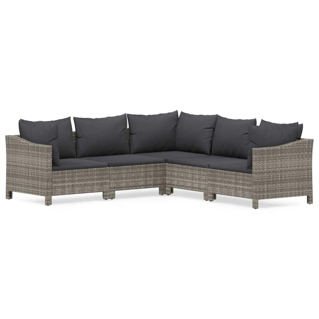 5-delige Loungeset met kussens poly rattan grijs is nu te koop bij PeponiXL, paradijselijk wonen!