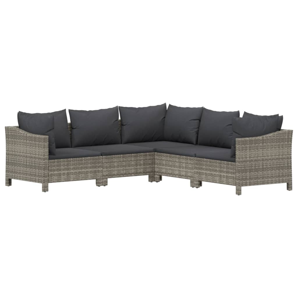 5-delige Loungeset met kussens poly rattan grijs is nu te koop bij PeponiXL, paradijselijk wonen!