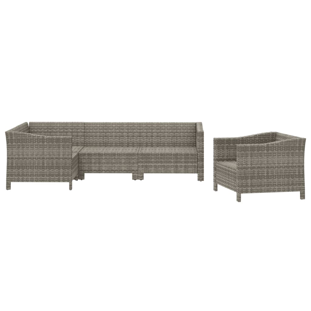 5-delige Loungeset met kussens poly rattan grijs is nu te koop bij PeponiXL, paradijselijk wonen!