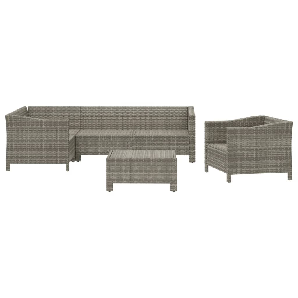 6-delige Loungeset met kussens poly rattan grijs is nu te koop bij PeponiXL, paradijselijk wonen!