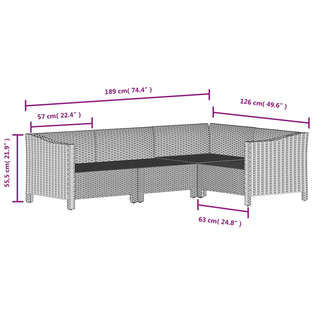 6-delige Loungeset met kussens poly rattan grijs is nu te koop bij PeponiXL, paradijselijk wonen!