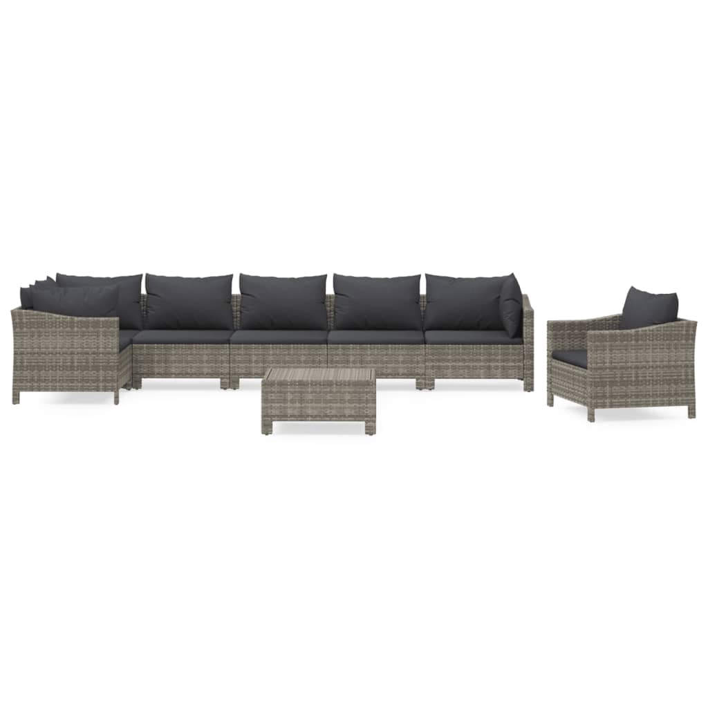 8-delige Loungeset met kussens poly rattan grijs is nu te koop bij PeponiXL, paradijselijk wonen!