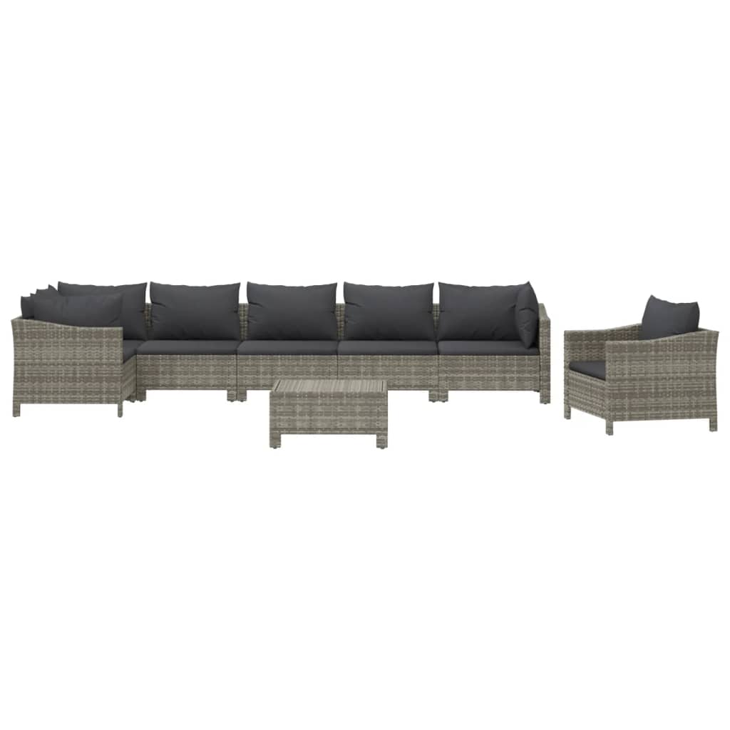 8-delige Loungeset met kussens poly rattan grijs is nu te koop bij PeponiXL, paradijselijk wonen!
