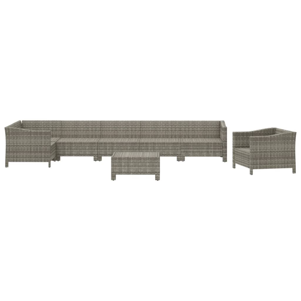 8-delige Loungeset met kussens poly rattan grijs is nu te koop bij PeponiXL, paradijselijk wonen!