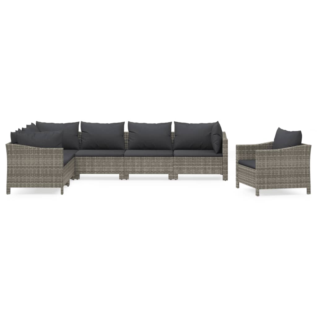 7-delige Loungeset met kussens poly rattan grijs is nu te koop bij PeponiXL, paradijselijk wonen!