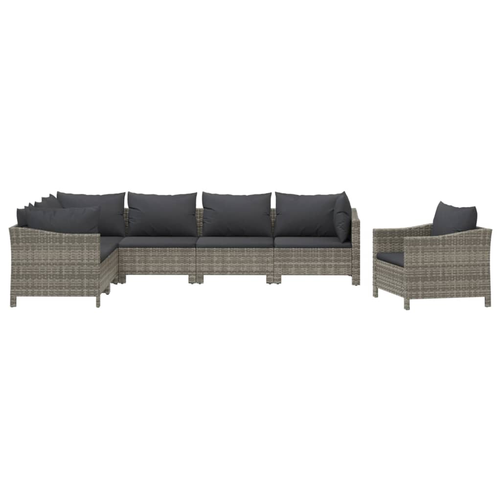7-delige Loungeset met kussens poly rattan grijs is nu te koop bij PeponiXL, paradijselijk wonen!
