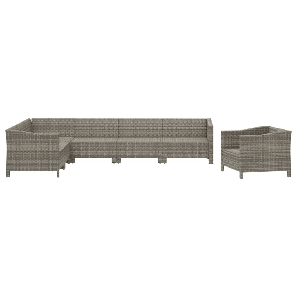 7-delige Loungeset met kussens poly rattan grijs is nu te koop bij PeponiXL, paradijselijk wonen!