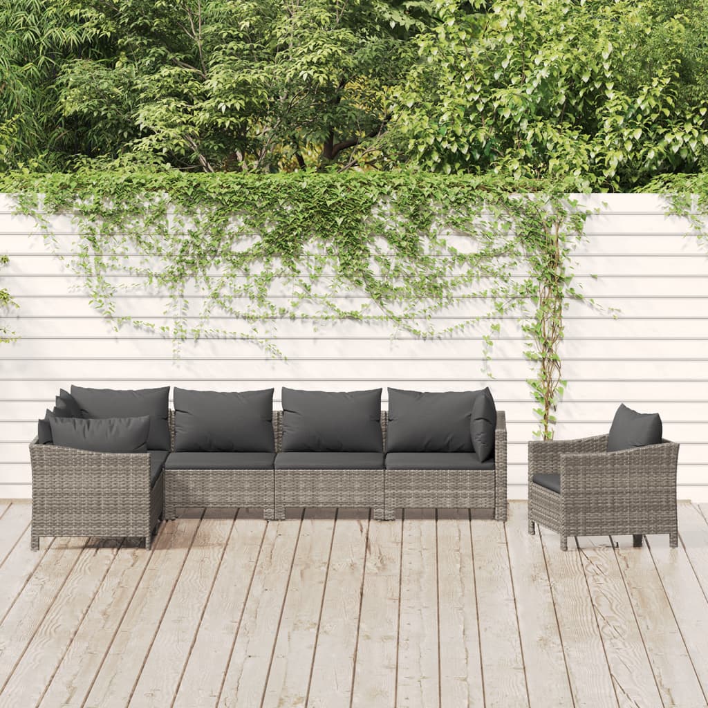 7-delige Loungeset met kussens poly rattan grijs is nu te koop bij PeponiXL, paradijselijk wonen!