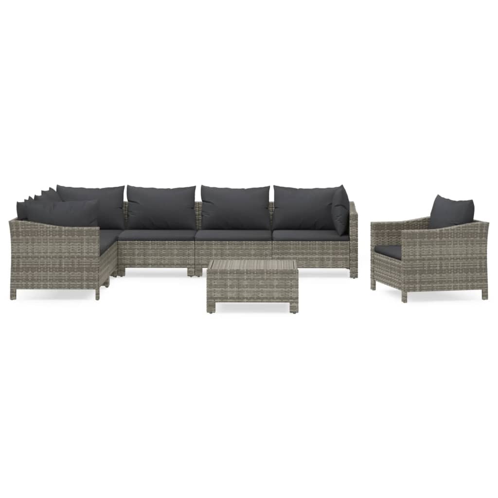 8-delige Loungeset met kussens poly rattan grijs is nu te koop bij PeponiXL, paradijselijk wonen!