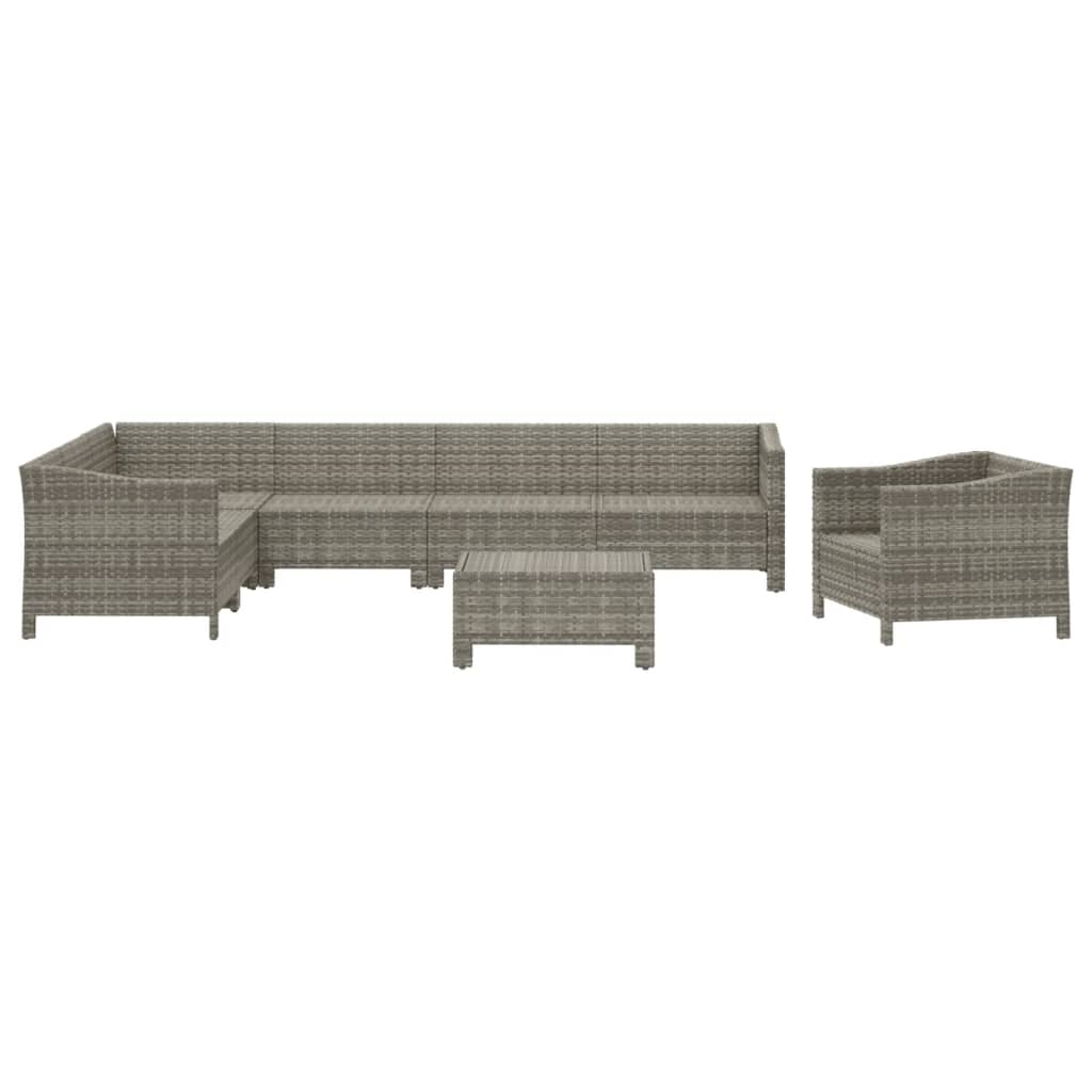 8-delige Loungeset met kussens poly rattan grijs is nu te koop bij PeponiXL, paradijselijk wonen!