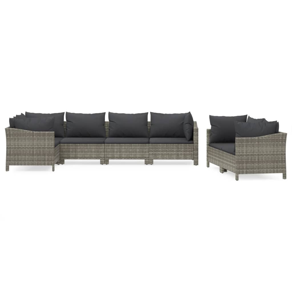 7-delige Loungeset met kussens poly rattan grijs is nu te koop bij PeponiXL, paradijselijk wonen!