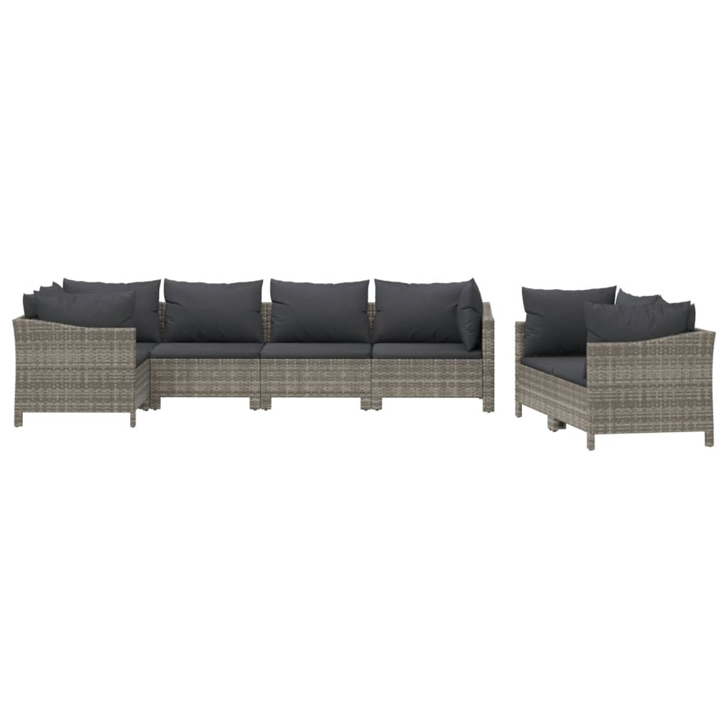 7-delige Loungeset met kussens poly rattan grijs is nu te koop bij PeponiXL, paradijselijk wonen!
