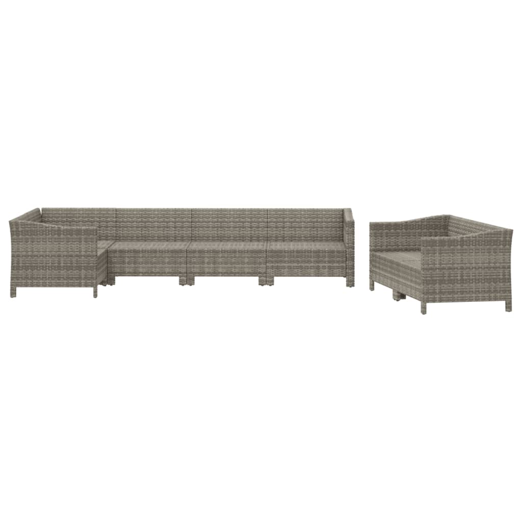 7-delige Loungeset met kussens poly rattan grijs is nu te koop bij PeponiXL, paradijselijk wonen!