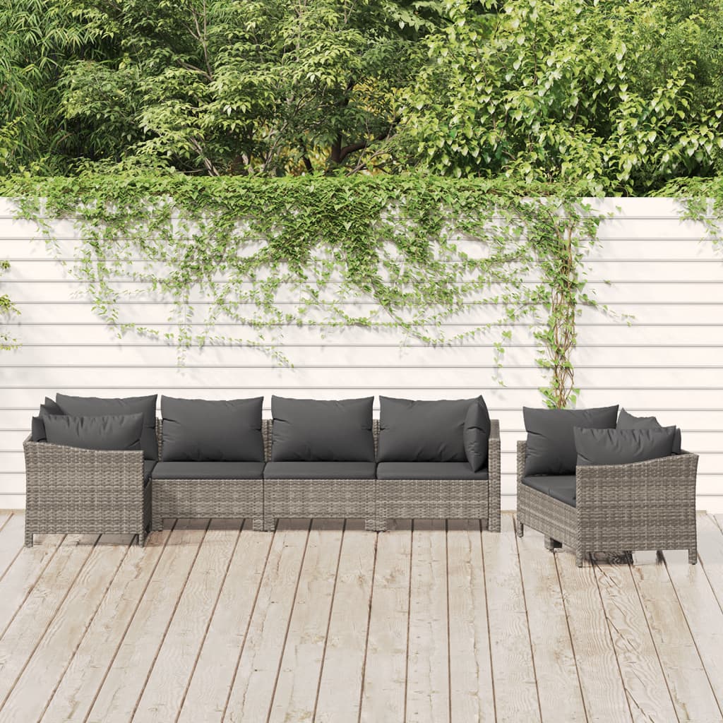 7-delige Loungeset met kussens poly rattan grijs is nu te koop bij PeponiXL, paradijselijk wonen!