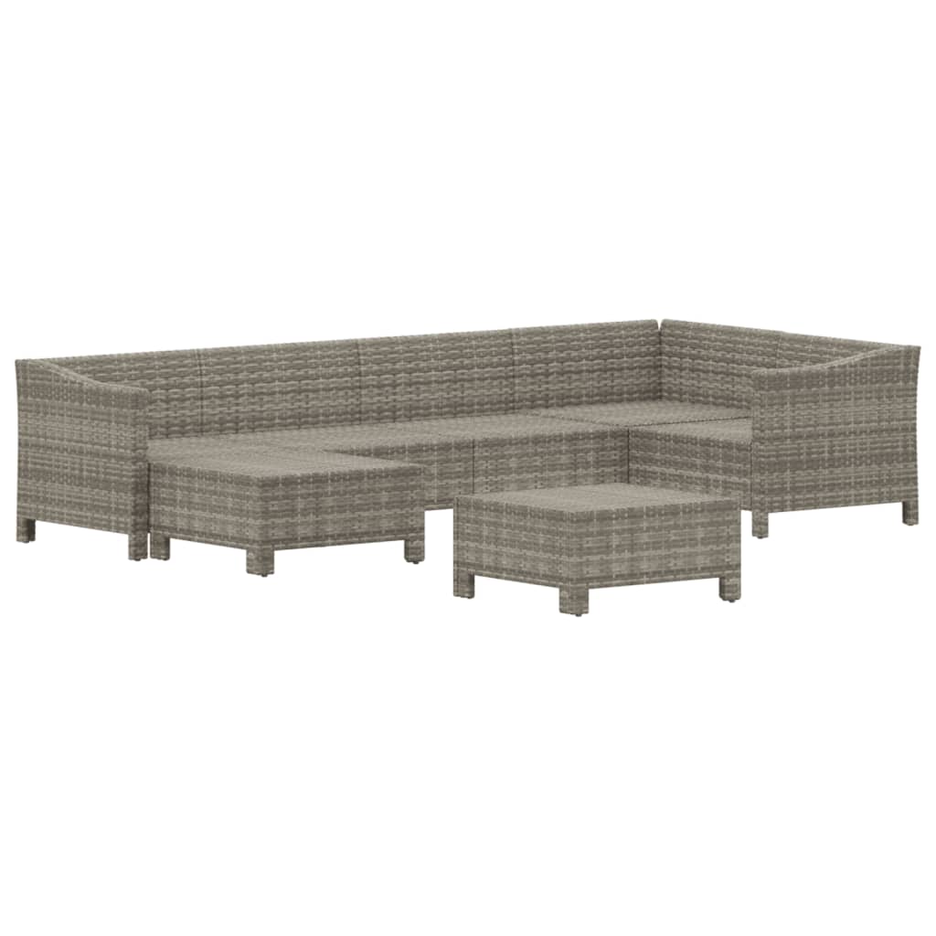 7-delige Loungeset met kussens poly rattan grijs is nu te koop bij PeponiXL, paradijselijk wonen!