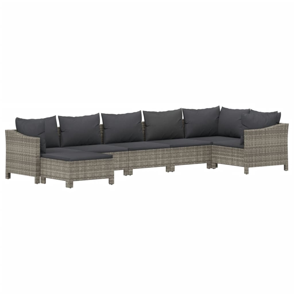 7-delige Loungeset met kussens poly rattan grijs is nu te koop bij PeponiXL, paradijselijk wonen!