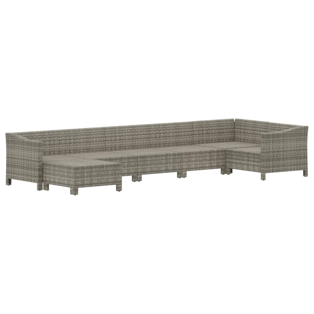 7-delige Loungeset met kussens poly rattan grijs is nu te koop bij PeponiXL, paradijselijk wonen!