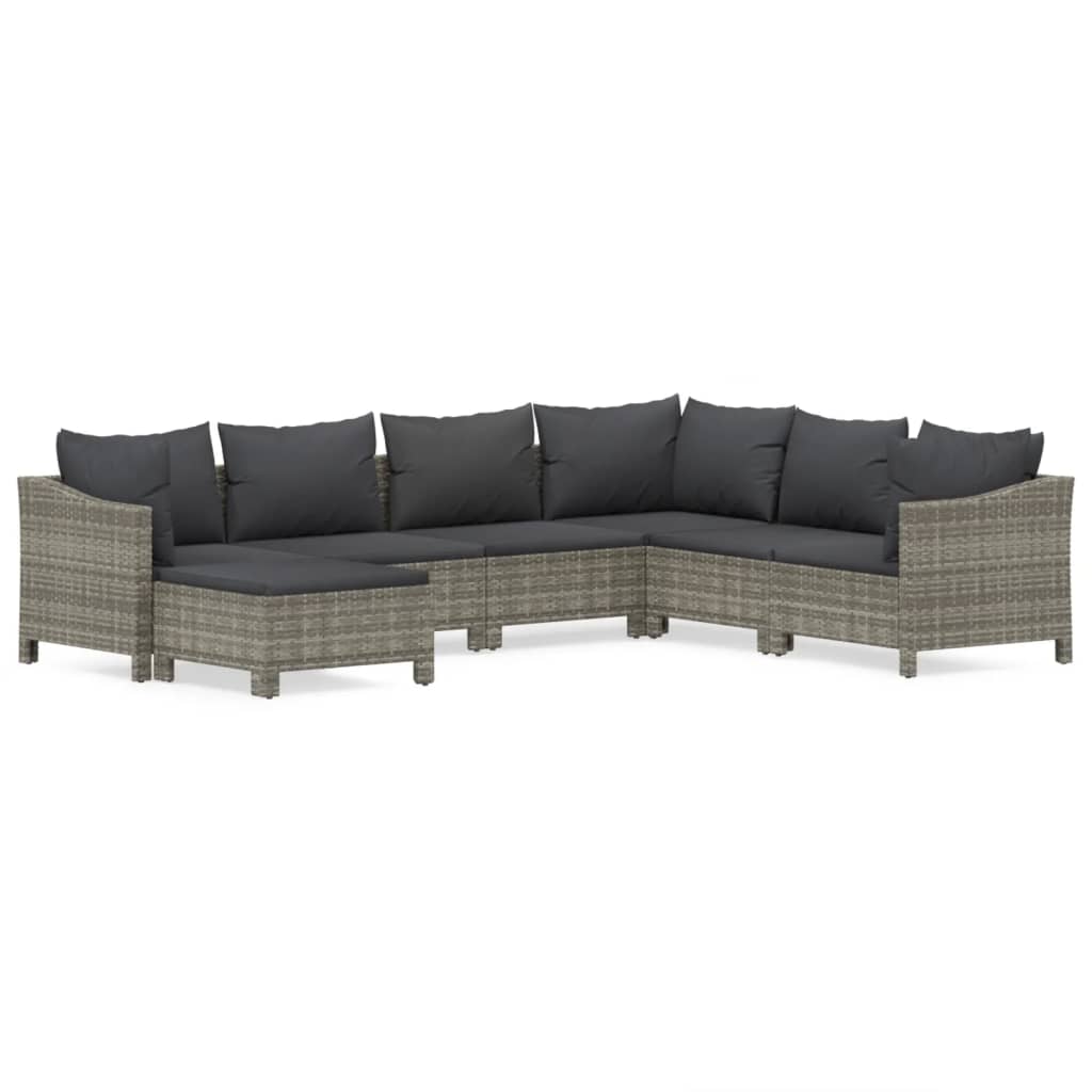 7-delige Loungeset met kussens poly rattan grijs is nu te koop bij PeponiXL, paradijselijk wonen!