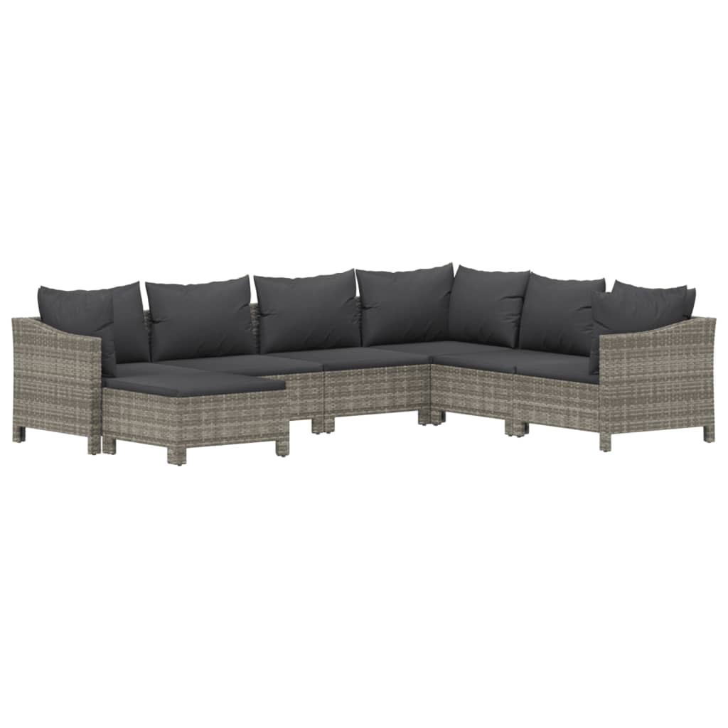7-delige Loungeset met kussens poly rattan grijs is nu te koop bij PeponiXL, paradijselijk wonen!